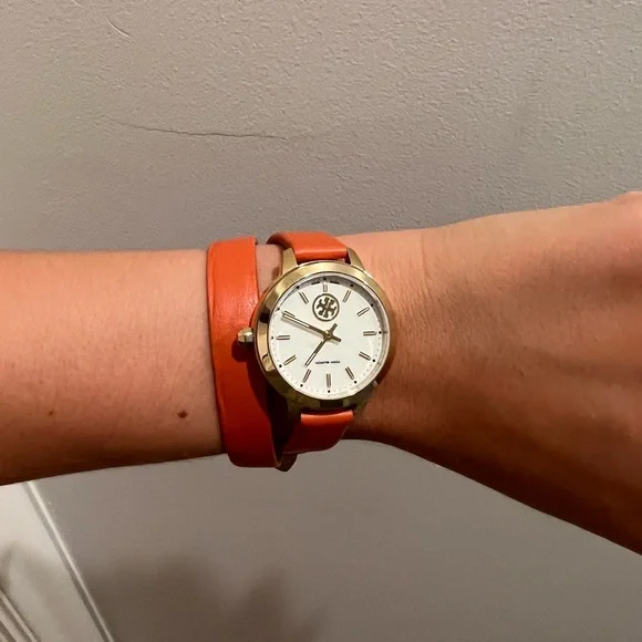 Tory Burch wrap around watch. Never worn! Tory Burch Reva Double-Wrap Watch in Nude Leather/Gold Tone  main image 4